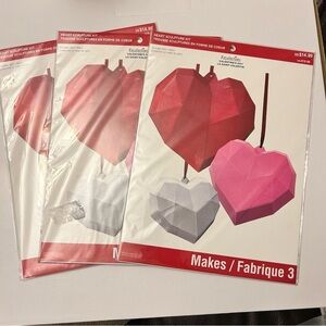 Lot Of 3 Recollections‎ Valentine's Day Heart Sculpture Kits red pink white NEW